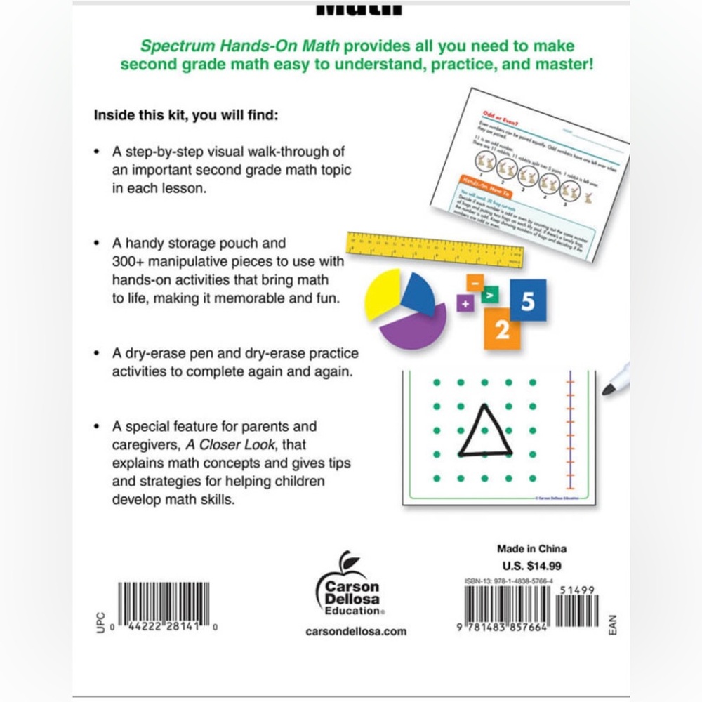 Spectrum Hands On Math Workbook - grade 2 - Picture 2 of 5